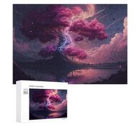 Jigsaw Puzzles for Adults300 PCS Enchanted Pink Tree Lightning Storm Jigsaws for Adults DIY Toys Wall Art Unique Birthday And Xmas Gifts 300 PCS