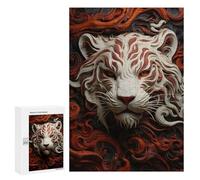 Jigsaw Puzzles for Adults300 PCS Fierce White Tiger Puzzle for Adults DIY Toys Staycation Kill Time Fun at Home Activities, 300 PCS