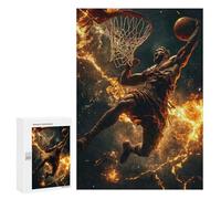 Jigsaw Puzzles for Adults300 PCS Fiery Basketball Dunk Puzzle for Adults DIY Toys Staycation Kill Time Fun at Home Activities, 300 PCS