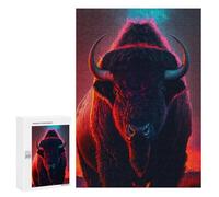 Jigsaw Puzzles for Adults300 PCS Fiery Bison Portrait Puzzle for Adults DIY Toys Staycation Kill Time Fun at Home Activities, 300 PCS