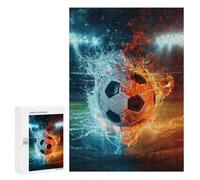 Jigsaw Puzzles for Adults300 PCS Fire Vs. Ice Soccer Ball Adult Jigsaw Puzzles For Family Fun Fun Activities at Home Challenging Family Fun Game 300 PCS