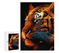 Jigsaw Puzzles for Adults300 PCS Flame Tiger Portrait Puzzle for Adults Fun Games Wall Decoration Deal As Gifts for The Whole Family 300 PCS