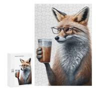Jigsaw Puzzles for Adults300 PCS Fox Drinked Espresso Teenagers Puzzles Relaxing Games For Family Fun Fun Activities at Home 300 PCS