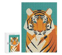 Jigsaw Puzzles for Adults300 PCS Geometric Tiger Illustration Adult Puzzles Brain Teaser Game Home Decoration Help The Brain Exercise 300 PCS