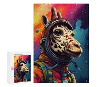 Jigsaw Puzzles for Adults300 PCS Giraffe Astronaut Space Art Adult Jigsaw Puzzles For Family Fun Fun Activities at Home Challenging Family Fun Game 300 PCS