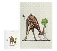 Jigsaw Puzzles for Adults300 PCS Giraffe Drinking in Toilet Adult Puzzles Brain Teaser Game Home Decoration Help The Brain Exercise 300 PCS