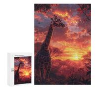 Jigsaw Puzzles for Adults300 PCS Giraffe Savanna Sunset Jigsaws for Adults DIY Toys Wall Art Unique Birthday And Xmas Gifts 300 PCS