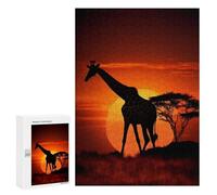 Jigsaw Puzzles for Adults300 PCS Giraffe Sunset Adult Jigsaw Puzzle Family Games Difficult Challenge Fun Activities at Home 300 PCS