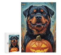 Jigsaw Puzzles for Adults300 PCS Halloween Rottweiler Pumpkin Art Print Jigsaws for Adults Puzzle Family Activities Fun Activities at Home Gifts for Friends And Family 300 PCS