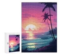 Jigsaw Puzzles for Adults300 PCS Hawaii Retro Waves Pixel Adult Jigsaw Puzzle Family Games Difficult Challenge Fun Activities at Home 300 PCS