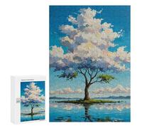 Jigsaw Puzzles for Adults300 PCS Impasto Tree Painting on Island Adult Puzzles Brain Teaser Game Home Decoration Help The Brain Exercise 300 PCS