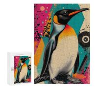 Jigsaw Puzzles for Adults300 PCS King Penguin Pop Art Colorful Pop Art Penguin Puzzle for Adults DIY Toys Staycation Kill Time Fun at Home Activities, 300 PCS