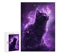 Jigsaw Puzzles for Adults300 PCS Magic Cat with Butterfly Adult Puzzles Brain Teaser Game Home Decoration Help The Brain Exercise 300 PCS