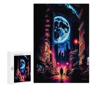 Jigsaw Puzzles for Adults300 PCS Moonlit Urban Journey -1 Puzzle for Adults Fun Games Wall Decoration Deal As Gifts for The Whole Family 300 PCS
