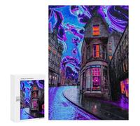 Jigsaw Puzzles for Adults300 PCS Neon Cityscape Vibrant Urban Art Puzzle for Adults Fun Games Wall Decoration Deal As Gifts for The Whole Family 300 PCS