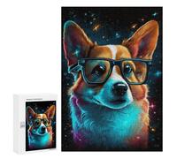 Jigsaw Puzzles for Adults300 PCS Neon Corgi Glasses Art Print Teenagers Puzzles Relaxing Games For Family Fun Fun Activities at Home 300 PCS