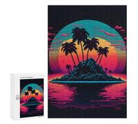 Jigsaw Puzzles for Adults300 PCS Neon Tropical Island Sunset Puzzle for Adults Fun Games Wall Decoration Deal As Gifts for The Whole Family 300 PCS