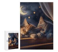 Jigsaw Puzzles for Adults300 PCS Nighttime Cat Nap Puzzle for Adults DIY Toys Staycation Kill Time Fun at Home Activities, 300 PCS