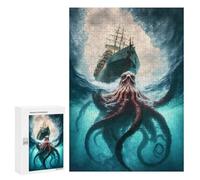 Jigsaw Puzzles for Adults300 PCS Octopus Vs. Ship Ocean Battle Puzzle for Adults DIY Toys Staycation Kill Time Fun at Home Activities, 300 PCS