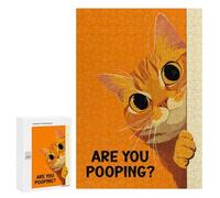 Jigsaw Puzzles for Adults300 PCS Orange Cat Are You Pooping Adult Puzzles Brain Teaser Game Home Decoration Help The Brain Exercise 300 PCS