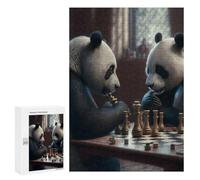 Jigsaw Puzzles for Adults300 PCS Panda Bears Playing Chess Puzzle for Adults DIY Toys Staycation Kill Time Fun at Home Activities, 300 PCS