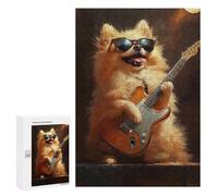 Jigsaw Puzzles for Adults300 PCS Pomeranian Playing Guitar Art Print Jigsaws for Adults Puzzle Family Activities Fun Activities at Home Gifts for Friends And Family 300 PCS