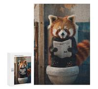 Jigsaw Puzzles for Adults300 PCS Red Panda Reading Newspaper Adult Jigsaw Puzzles For Family Fun Fun Activities at Home Challenging Family Fun Game 300 PCS
