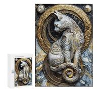 Jigsaw Puzzles for Adults300 PCS Regal Kintsugi Cat Art Jigsaw for Adults Brain Teaser Game Pattern Assembly Unique Birthday And Gifts 300 PCS