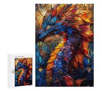 Jigsaw Puzzles for Adults300 PCS Stained Glass Dragon Adult Jigsaw Puzzle Hands-on Game But Fun And Humorous Stress Reduction Gifts 300 PCS