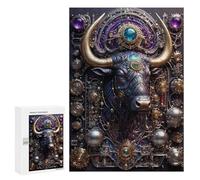 Jigsaw Puzzles for Adults300 PCS Steampunk Bull Portrait Puzzle for Adults DIY Toys Staycation Kill Time Fun at Home Activities, 300 PCS