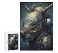 Jigsaw Puzzles for Adults300 PCS Steampunk Rhino Head Puzzle for Adults Fun Games Wall Decoration Deal As Gifts for The Whole Family 300 PCS