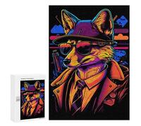 Jigsaw Puzzles for Adults300 PCS Stylish Fox in Hat And Sunglasses Puzzle for Adults Fun Games Wall Decoration Deal As Gifts for The Whole Family 300 PCS