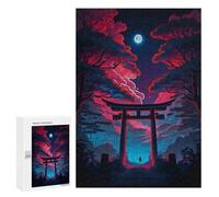 Jigsaw Puzzles for Adults300 PCS Torii Gate Under Moonlit Sky Puzzle for Adults Fun Games Wall Decoration Deal As Gifts for The Whole Family 300 PCS