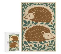 Jigsaw Puzzles for Adults300 PCS Two Hedgehogs with Floral Border Illustration Teenagers Puzzles Relaxing Games For Family Fun Fun Activities at Home 300 PCS