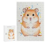 Jigsaw Puzzles for Adults300 PCS Watercolor Hamster with Colorful Splatters Puzzle for Adults Fun Games Wall Decoration Deal As Gifts for The Whole Family 300 PCS