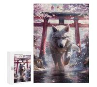 Jigsaw Puzzles for Adults300 PCS Wolf Spirit Sakura Torii Puzzle for Adults DIY Toys Staycation Kill Time Fun at Home Activities, 300 PCS