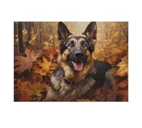Jigsaw Puzzles for Adults38x26cm/1000pcs Autumn Adventure German Shepherd's Journey Through Fall Foliage Teenagers Puzzles Anti-Stress Toys Presents for Women Fun Activities at Home 38x26cm/1000pcs
