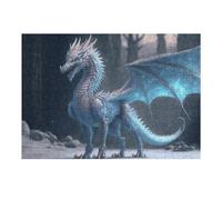Jigsaw Puzzles for Adults38x26cm/1000pcs Blue Ice Dragon in Winter Forest Jigsaws for Adults Toy Wall Decor Staycation Kill Time Fun Activities at Home 38x26cm/1000pcs