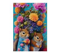 Jigsaw Puzzles for Adults38x26cm/1000pcs Floral Squirrel Duo Jigsaws for Adults Fun Games Birthday Present Christmas Birthday Gifts 38x26cm/1000pcs