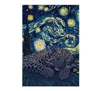 Jigsaw Puzzles for Adults38x26cm/1000pcs Leopard Sleeping Under Starry Night Sky Teenagers Puzzles Anti-Stress Toys Presents for Women Fun Activities at Home 38x26cm/1000pcs