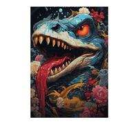 Jigsaw Puzzles for Adults38x26cm/1000pcs Serious Dinosaur with Flowers Jigsaws for Adults Fun Games Birthday Present Christmas Birthday Gifts 38x26cm/1000pcs