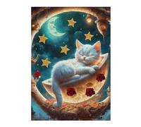 Jigsaw Puzzles for Adults38x26cm/1000pcs Sleeping Moonlit Cat Fantasy Adult Jigsaw Puzzle Toy Wall Decor Staycation Kill Time Unique Birthday And Xmas Gifts 38x26cm/1000pcs
