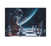 Jigsaw Puzzles for Adults38x26cm/1000pcs Space Chess Astronaut Vs. AI Adult Jigsaw Puzzle Toy Wall Decor Staycation Kill Time Unique Birthday And Xmas Gifts 38x26cm/1000pcs