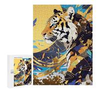 Jigsaw Puzzles for Adults500 PCS Abstract Tiger Art with Geometric Patterns Jigsaw for Adults Brain Teaser Game Pattern Assembly Unique Birthday And Gifts 500 PCS