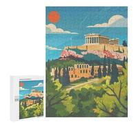 Jigsaw Puzzles for Adults500 PCS Acropolis Athens Illustration Adult Puzzles Brain Teaser Game Home Decoration Help The Brain Exercise 500 PCS