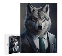 Jigsaw Puzzles for Adults500 PCS Alpha Wolf in Suit -1 Adult Jigsaw Puzzle Hands-on Game But Fun And Humorous Stress Reduction Gifts 500 PCS