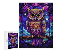Jigsaw Puzzles for Adults500 PCS Amazing Owl Stained Glass Adult Puzzles Brain Teaser Game Home Decoration Help The Brain Exercise 500 PCS