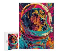 Jigsaw Puzzles for Adults500 PCS Astronaut Space Dachshund Adult Jigsaw Puzzle Family Games Difficult Challenge Fun Activities at Home 500 PCS