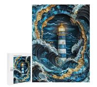 Jigsaw Puzzles for Adults500 PCS Beacon in The Storm Kintsugi Art Adult Puzzles Brain Teaser Game Home Decoration Help The Brain Exercise 500 PCS