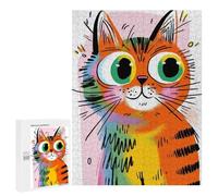 Jigsaw Puzzles for Adults500 PCS Cartoon Orange Cat with Big Eyes Adult Puzzles Brain Teaser Game Home Decoration Help The Brain Exercise 500 PCS